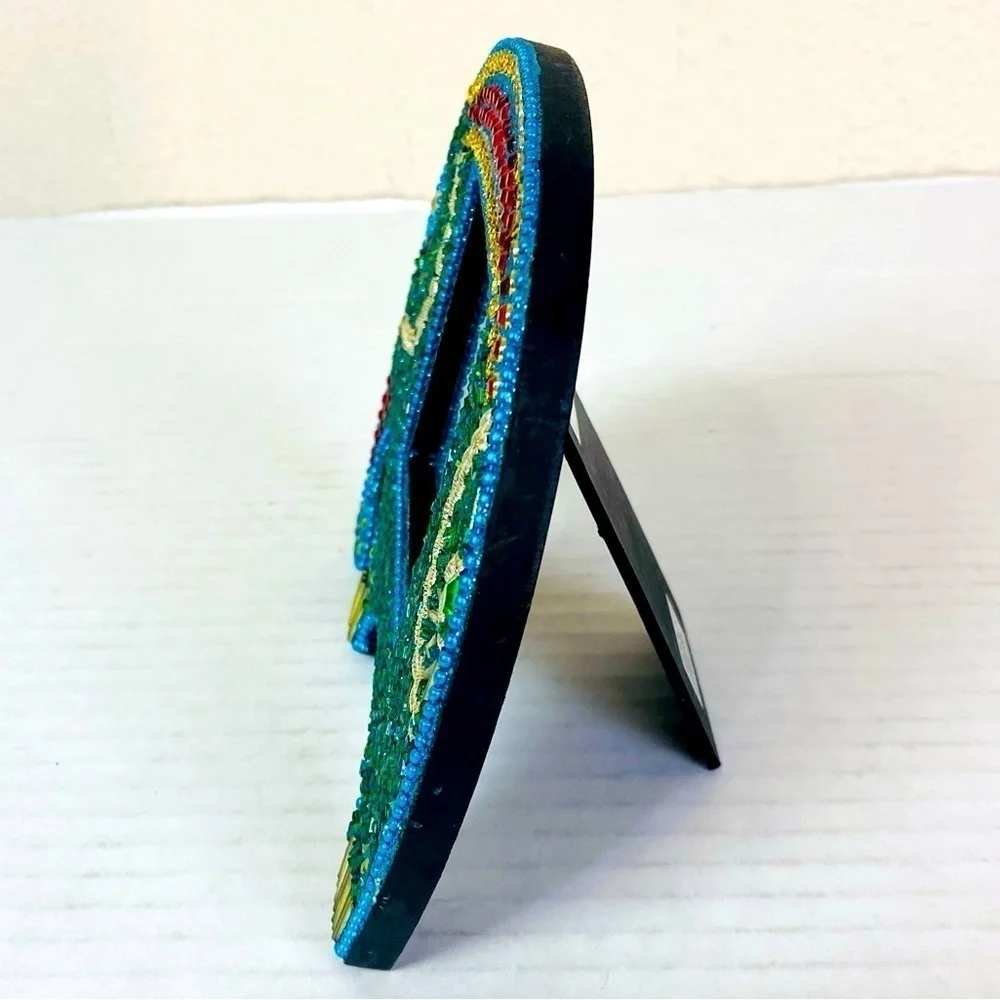 Cost Plus Turquoise Beaded Elephant Picture Frame
